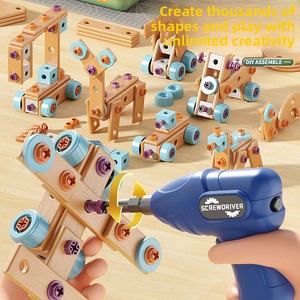 Boîte à outils de réparation en plastique pour enfants, ensemble d'outils d'assemblage manuel intelligent pour garçons, perceuse électrique et <span class=keywords><strong>tournevis</strong></span> pour enfants - Product Image 3