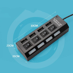 4 Port <b>Usb</b> <b>2.0</b> Hub With Individual Switches And Led Lights For Desktop Or Laptop Use - Product Image 2