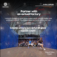 Terrain de squash panoramique de taille standard avec mur en verre, prix compétitif, pour centre d'entraînement de squash
