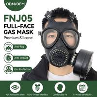 Masque à gaz intégral en silicone premium FNJ05 avec interface filetée latérale RD40, vision panoramique triangulaire à double lentille pour la sécurité chimique
