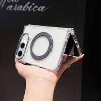 Étui de téléphone transparent pliable de style Ins pour iPhone DUO, coque de téléphone magnétique antichoc avec support rotatif à 360 degrés