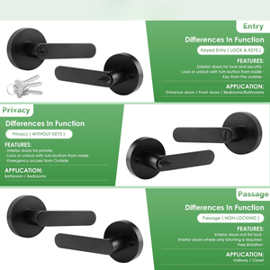 Custom logo Interior Privacy Passage Lever <strong>Door</strong> Handle Aluminum Alloy Round Entry Front <strong>Door</strong> Lock with 3 Iron Keys - Product Image 1