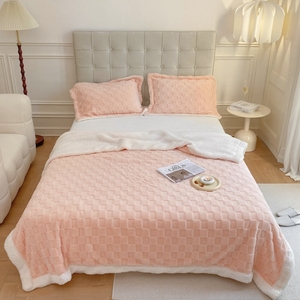 2025 Thiết Kế Mới Dày Ấm Sherpa Tùy Chỉnh Chăn Jacquard Mô Hình Bàn Cờ Cho Nhà Ngủ Bộ Đồ Giường - Product Image 3