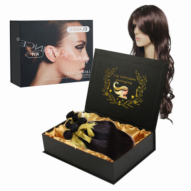 Custom Sustainable Biodegradable Wig Packaging Boxes Luxury Set High-End Trendy Elegant Pretty Gift Boxes With Ribbon Closure