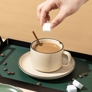 ถ้วยกาแฟและจานรองเซรามิกเคลือบผิวแบบนอร์ดิกสมัยใหม่ถ้วยกาแฟเซรามิกแบบเรียบง่ายพร้อมจานรองขายส่ง - Product Image 3