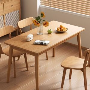Juego de Mesa de Comedor Nórdico de Madera Maciza de 4 Piezas, Estructura Cuadrada Resistente, Muebles para Comedor - Product Image 3