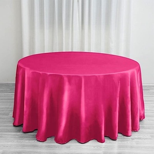 Sang trọng chất lượng tốt nhất Fuchsia màu hồng nghiền nát nhung chống nhăn 120 "khăn trải bàn tròn - Product Image 2