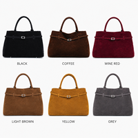 Sac à main de qualité pour femme, sac de créateur, grande capacité, texture suède, détail boucle, mode, OEM ODM, vente en gros, 20 pièces