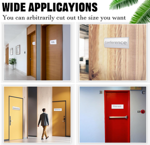 Targhetta per Tavolo/<span class=keywords><strong>Ufficio</strong></span> in Alluminio Anodizzato Argento, Supporto da Parete in Metallo con Inserto in Acrilico - Product Image 6