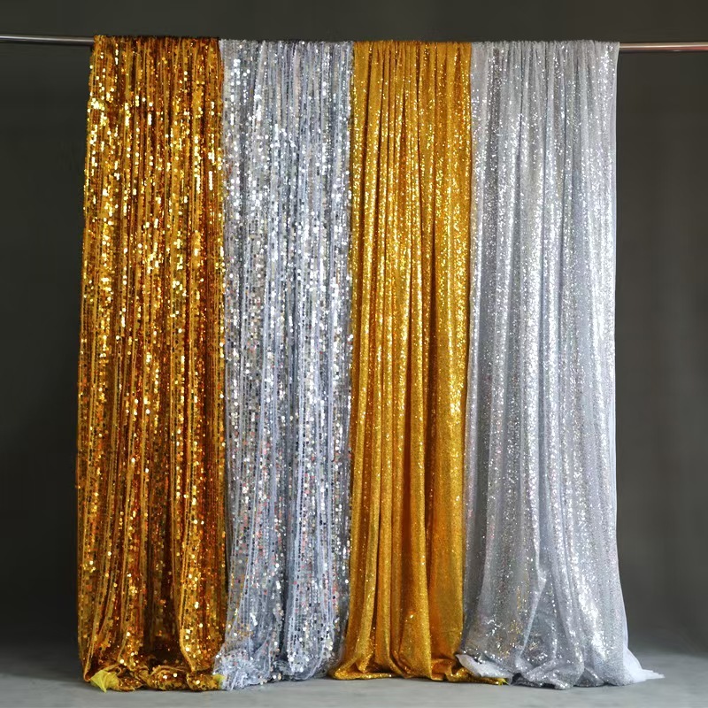 Luxurious Big Wedding Stage Background Decoration with Sparkling Gauze Curtain (Model Sequins06)