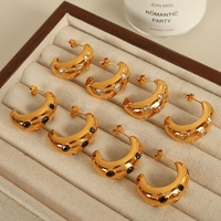 Nouvelle Tendance Personnalisée : Boucles d'Oreilles en Acier Inoxydable au Design Irrégulier, Plaqué Or 18K, Clous d'Oreilles Plissés, Bijoux de Mode en Gros