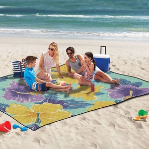 New Style Picnic Tote Handbag Oxford Cloth <b>Waterproof</b> Picnic Beach Mat Puakenikeni Custom Design Camping Blanket - Product Image 6