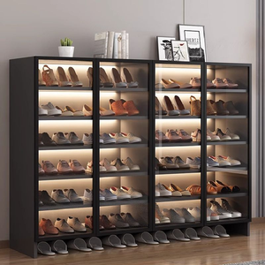 Wholesale Luxury Entrance <strong>Shoe</strong> <strong>Rack</strong> with Integrated LED Strips Glass Display Case for Sneakers and Luxury Handbags - Product Image 4
