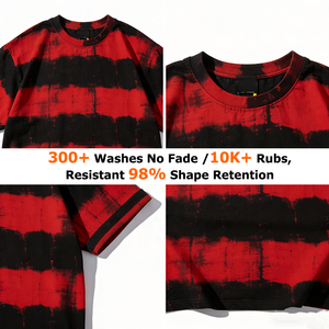 Camiseta de algodón de 300 g/m² para hombre, teñida con efecto tie-dye, corte holgado personalizado, estilo vintage a rayas, fabricante de ropa urbana. - Product Image 2