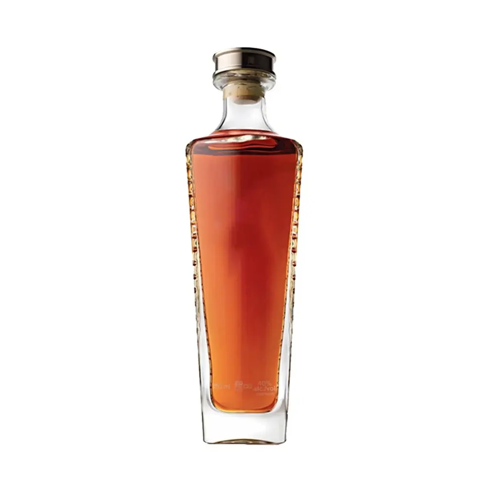 Botellas de vidrio de lujo personalizadas de fábrica 500ml 700ml 750ml con corcho para whisky Vodka Ron Spirit con corcho