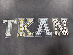 เสื้อยืดพิมพ์ลายติดพลอยเทียมสไตล์สตรีทแวร์สำหรับผู้ชายเสื้อยืดล้างแนววินเทจของผู้ชายดีไซน์ TKAN259 - Product Image 2