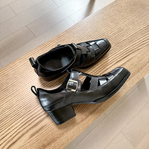 Sandalias de Cuero Genuino para Hombre, Diseño Original, Transpirables, Tejidas, Estilo Romano, Punta Cerrada, Tacón Alto - Product Image 1