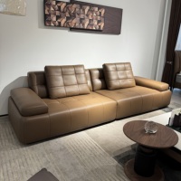 Canapé-lit en cuir véritable résistant à l'usure avec un design carré, structure intérieure solide, durable, conserve son éclat pendant des années