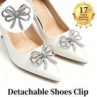 Clips de chaussures amovibles avec nœud en strass, accessoires de luxe DIY pour talons de mariée et de fête