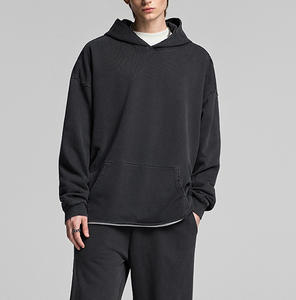 <span class=keywords><strong>Felpa</strong></span> con Cappuccio in Cotone French Terry Lavaggio Acido Personalizzabile con Logo Vintage Pesante con Bordi Sfrangiati - Product Image 5