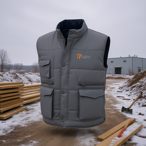 Ttake Multi Pocket Winter <b>Vest</b> 3Xl Grey Workwear Insulated Warm Outdoor <b>Utility</b> <b>Vest</b> - Product Image 3