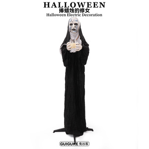 Atmósfera aterradora Nuevo producto <span class=keywords><strong>de</strong></span> Halloween Estatuilla <span class=keywords><strong>de</strong></span> <span class=keywords><strong>monja</strong></span> Sosteniendo velas Accesorios decorativos luminosos <span class=keywords><strong>Casa</strong></span> embrujada Habitación secreta - Product Image 2