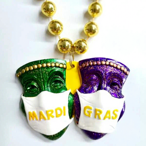 Collar de cuentas de Mardi Gras Medallón de cara de comedia <span class=keywords><strong>y</strong></span> tragedia para Mardi Gras Carnival Throws PST2236/1233 - Product Image 1