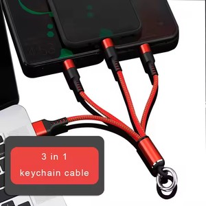 Llavero Tipo C Cable DE DATOS Logotipo personalizado Teléfono móvil Universal Nylon trenzado 3 en 1 Cable de carga <span class=keywords><strong>USB</strong></span> - Product Image 5