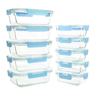 Set di 5, 10 Contenitori in Vetro per Alimenti, Contenitori in Vetro per Preparazione Pasti con Coperchi Ermetici, Adatti per Microonde e Congelatore - Product Image 1