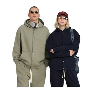 Nouveautés 2026 : Sweats à capuche amples en polaire, personnalisables avec LOGO, et cardigans à capuche épais à boutons pour l'hiver - Product Image 2
