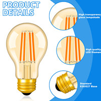 Ampoule LED Vintage Edison 2W-12W Dimmable A60 Source de lumière SMD 2200K-3000K Ambre Clair E27 pour la maison et la salle de bain