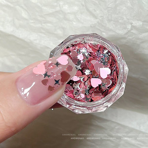 3D Pink Nail Glitter <b>Sequins</b> Star Heart Hexagon Mixed Sparkle Flakes for Shiny Manicure Nail <b>Art</b> - Product Image 1