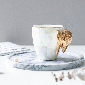 Nordic Light Luxury Style Creative Porcelain Cup Golden Edge Angel Wings Ceramic Coffee <b>Mug</b> for Wedding Gift - Product Image 3
