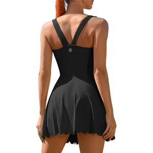 FOXA Golf Dress Women Scalloped Neckline Sleeveless Tennis Dress Black S Breathable Athletic <b>Skirt</b> - Product Image 2