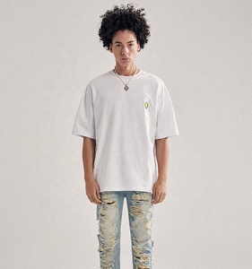 Sustainable Luxury Shirt Men Oversized T-Shirt Hemp Cotton <strong>White</strong> <strong>Turtle</strong> <strong>Neck</strong> Dropped Shoulder T-Shirts Vintage T Shirts - Product Image 1
