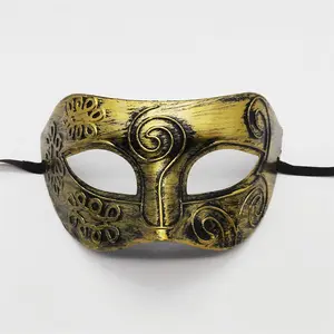 Masques rétro unisexe pour hommes, demi-masque de mascarade sculpté en or et argent pour Halloween antique