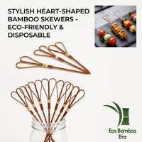 Brochettes en bambou rouge en forme de cœur, pics à cocktail, certifiées FDA/LFGB pour la sécurité alimentaire, en vrac, fabriquées en usine certifiées FSC/ISO