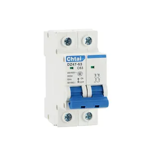 CHTAI DZ47-63 2P C63 Electrical Mini Circuit Breakers 2Poles AC/DC for MCB 230Volt Distribution Box short and Overload Protector