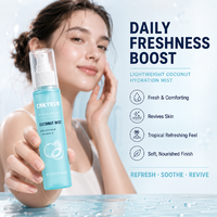 Spray hydratant à la noix de coco, emballage personnalisé, marque privée, OEM, personnalisation de flacon à fine brume pour marque cosmétique