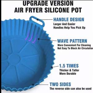 Revêtement de friteuse à air rond de 8 pouces, facile à nettoyer, réutilisable, sans BPA, outils de cuisine, revêtements de panier de friteuse à air en silicone, silicone de qualité alimentaire - Product Image 5