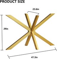 Pieds de meubles en fer doré modernes en forme d'étoile de 30 pouces avec ventouses robustes A-2025-CT012 pour table de salle à manger et cuisine DIY