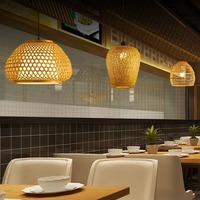 Lampes suspendues Bambou Led Plafonniers En Gros Bambou Tissage Lustre Rotin Suspension pour Restaurant