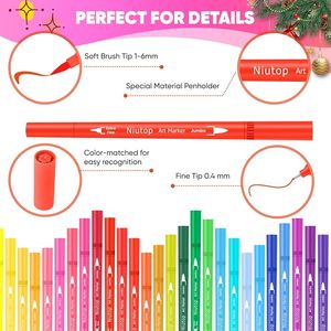Marqueurs à double pointe KHY, stylos pinceaux, 36 marqueurs <span class=keywords><strong>aquarelle</strong></span>, stylos peinture, cadeaux de Noël pour adolescents, stylo coloré pour livres de coloriage pour adultes - Product Image 4
