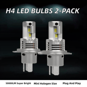 Ampoules H4 Phares Feux de Croisement/Feux de Route Super Lumineuses Améliorées 900% Plus Lumineuses 50000LM Luminosité 1:1 Halogène <span class=keywords><strong>Mini</strong></span> Taille Durée de Vie 10 Ans Plug & Play 12V - Product Image 2