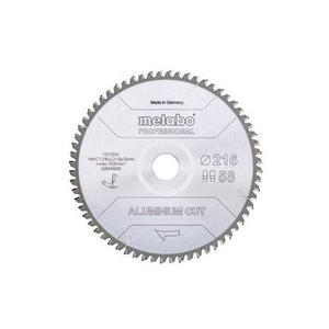 Lame de scie circulaire Metabo 216 mm 58 dents pour découpe d'aluminium professionnelle pour scies semi-statiques - Product Image 1