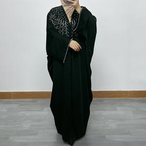 Elegante Ramadán Abaya Kimono-Mujeres Musulmanas <span class=keywords><strong>Jalaba</strong></span> Marroquí Con Cuentas Maxi Vestido Mangas De Murciélago Estilo Kuwaití Ropa De Oración - Product Image 2