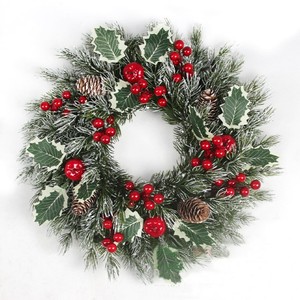 Guirlande de Noël en PVC de luxe écologique de 40 cm avec flocons de neige blancs pour décoration extérieure et <span class=keywords><strong>porte</strong></span> d'entrée – Vente directe usine - Product Image 4
