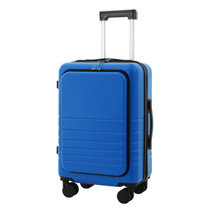 Valise à roulettes Sakiu personnalisée 20 pouces à ouverture frontale, bagage de voyage d'affaires unisexe, motif rayé bleu et noir - Product Image 3