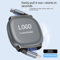 Kabel USB C ke USB C yang Dapat Ditarik 240W PD Pengisian Cepat 1M Desain Magnetik untuk Perjalanan Laptop Tablet dan Smartphone