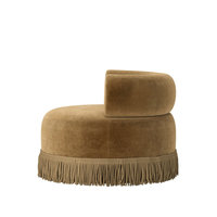 Mid-Century Wohnzimmer-Sessel aus Holz und Mohair-Stoff mit Übergroßen Fransen, Drehbarer Kreissessel, Kontraktsofa-Stuhl für Hotels